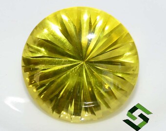 15 mm ～ 18 mm 天然レモンクォーツ ラウンドカット バフトップ