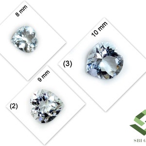 Natural Aquamarine Heart Cut Gemstone: 8x8, 9x9, 10x10 mm
