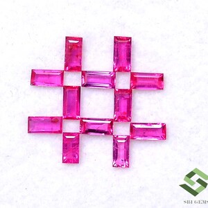 4 x 2 mm 天然ルビー バゲットカット 2 品質ロット 校正済み ルース宝石