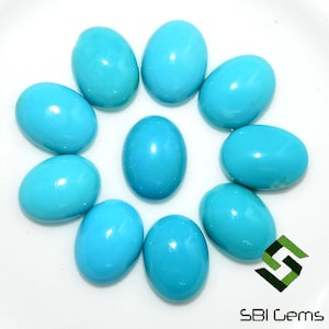 Sleeping Beauty Turquoise Cabochon Lot: Calibrated Oval Gemstones