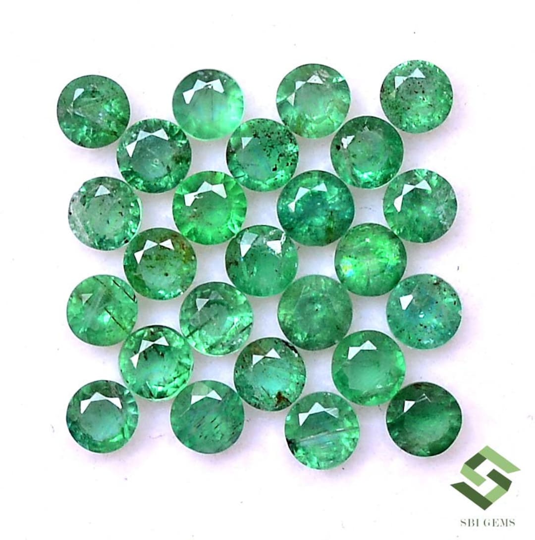Untreated Natural Emerald Lot: 25 Piece Round Faceted Loose