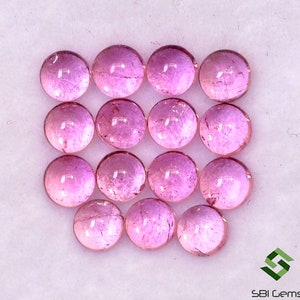 Pink Tourmaline Cabochon Lot: 3-4mm Round Loose Gemstones