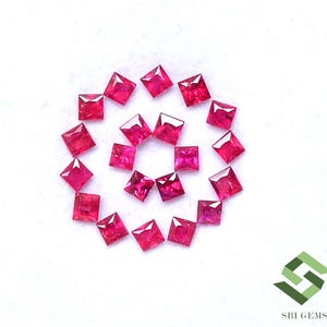 2x2 mm Natural Ruby Square Princess Cut 2 Quality Lot Calibrated Loose Gemstones