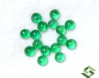 Lote de 16 cabujones redondos de esmeralda natural de 3 mm, piedras preciosas sueltas calibradas de 1,86 cts.