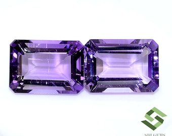 14x10 mm Natural Amethyst Octagon Cut Pair 14.26 Cts Untreated Faceted Loose Gemstones