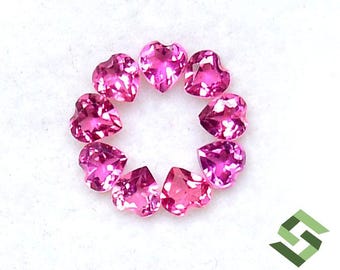 3x3 mm, 4x4 mm Natural Pink Tourmaline Heart Shape Cut Lot Calibrated Loose Gemstones