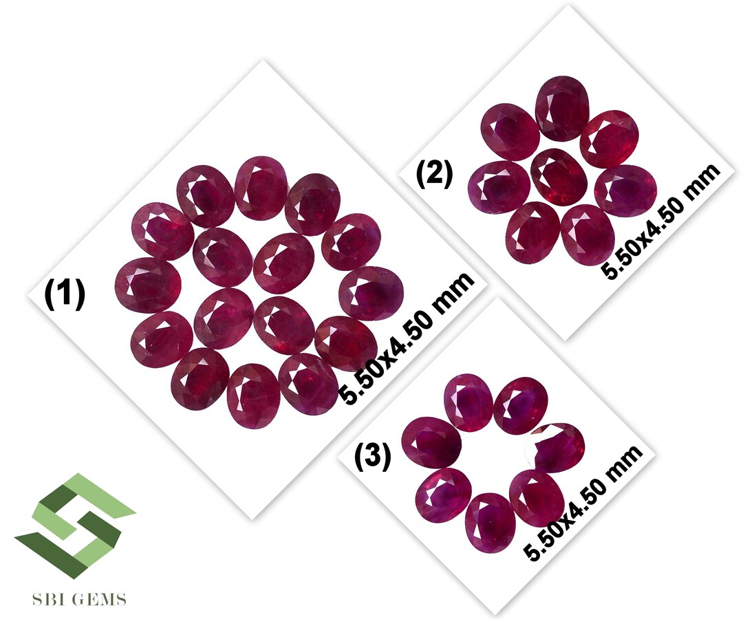 Ruby Lot 5.50x4.50 Mm Natural Ruby: Lot 5 Pieces Oval Cut Calibrated Loose ...