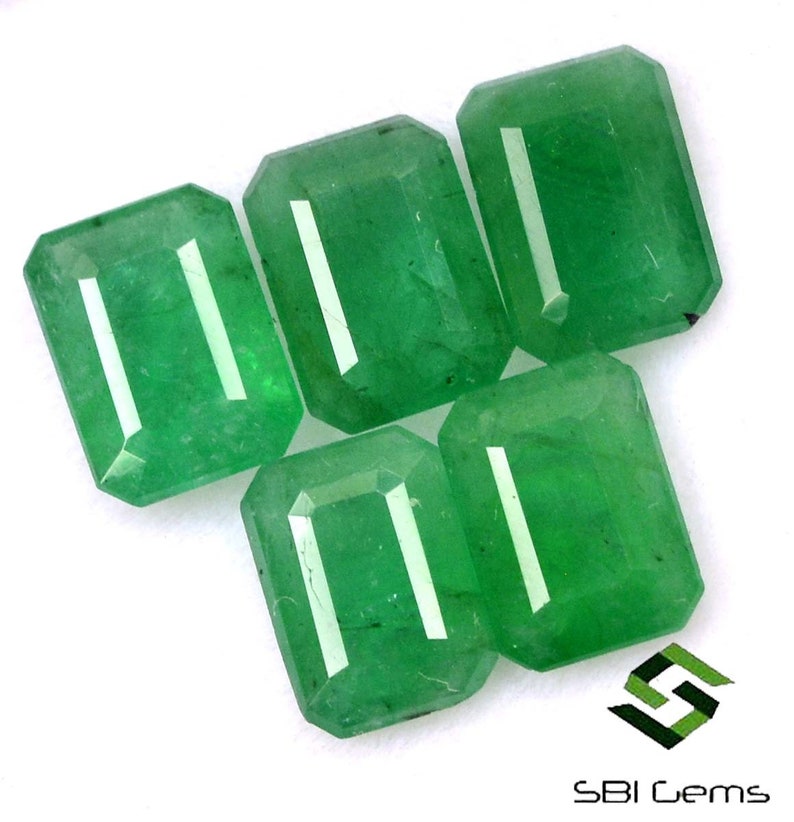 7x5 mm Certified Natural Emerald Octagon Cut Lot 05 Pcs 4.29 Cts Untreated Loose Gemstones