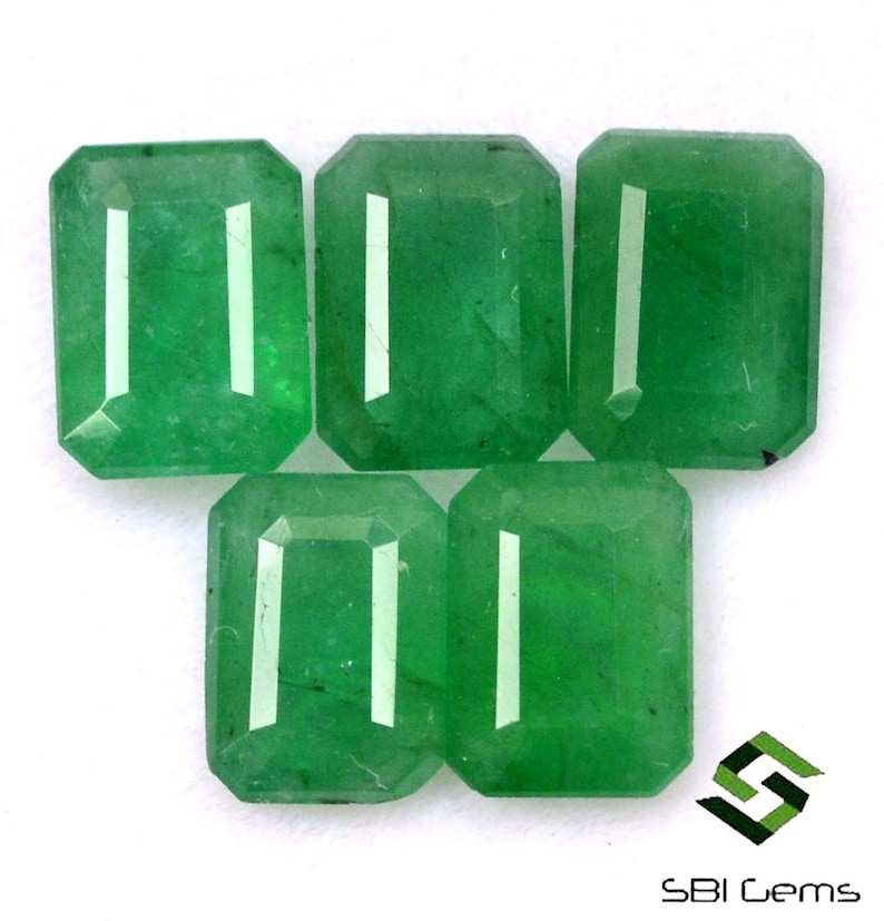 7x5 mm Certified Natural Emerald Octagon Cut Lot 05 Pcs 4.29 Cts Untreated Loose Gemstones
