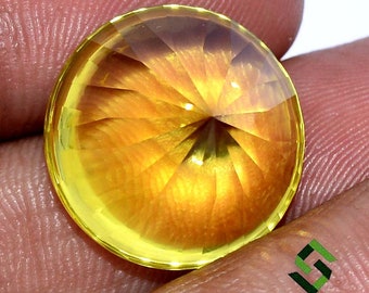 15 mm ～ 18 mm 天然レモンクォーツ ラウンドカット バフトップ