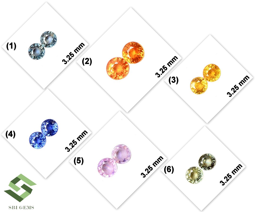 3.25 Mm Natural Sapphire Pair Round Cut Loose Calibrated Gemstones
