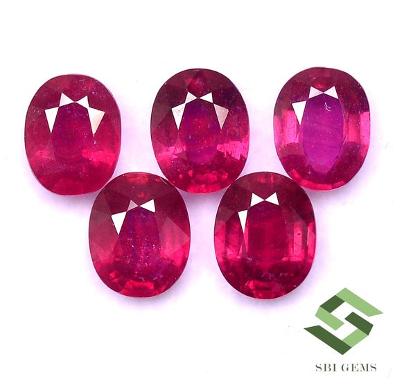 10 x 8 mm 天然ルビー オーバルカット ロット 05 個 16.69 CTS 較正 