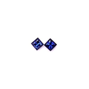 4x4 mm Natural Blue Sapphire Square Princess Cut 2 Quality Pairs Calibrated Loose Gemstones