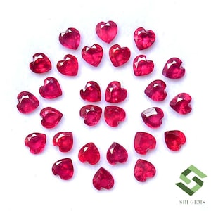 Lotto di 28 pietre preziose sfuse a forma di cuore di rubino naturale da 3,50x3,50 mm (GF)