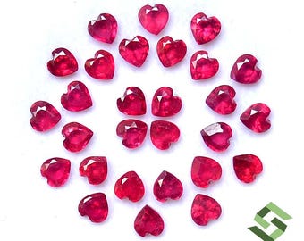 3.50x3.50 mm Natural Ruby Heart Shape Lot 28 Piece Loose Gemstones (GF)