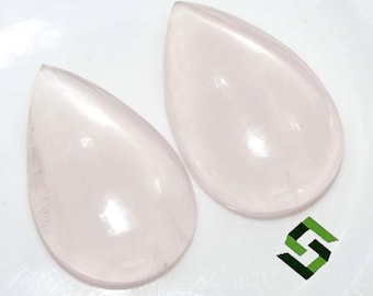 20x13 mm, 30x18 mm Natural Rose Quartz Pear Cabochon 2 Pairs Calibrated Loose Gemstones
