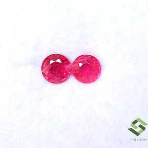 Rubí natural de talla redonda, de 5 mm a 5,50 mm, 3 pares de gemas sueltas certificadas de alta calidad.