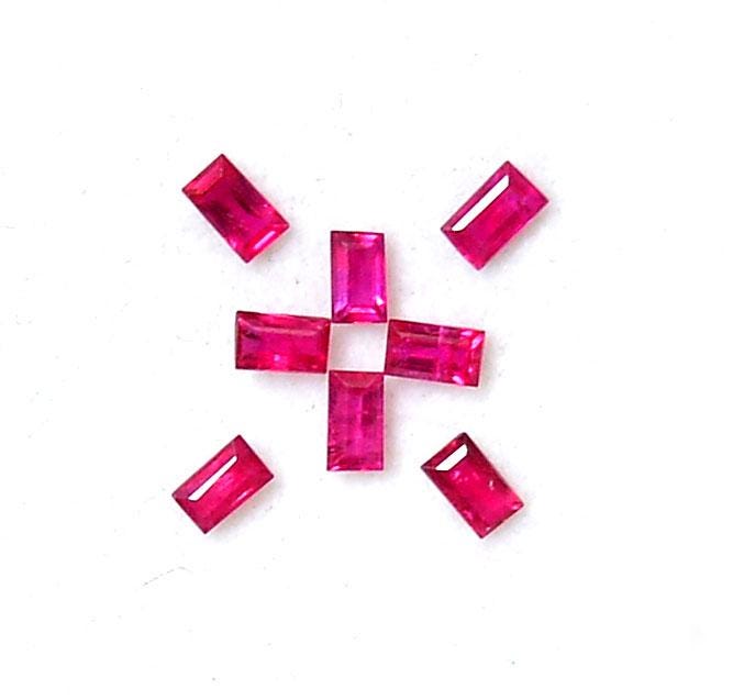3x1.75 mm & 3 x 2 mm キャリブレーション済み天然ルビーバゲット