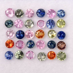 2,75 mm multi-saffier: 30 stuks rond geslepen losse edelstenen, 3,53 CTS