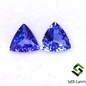 6x6 mm Certified Natural Tanzanite Trillion Cut Pair 1.36 Cts Calibrated Faceted Loose Gemstones