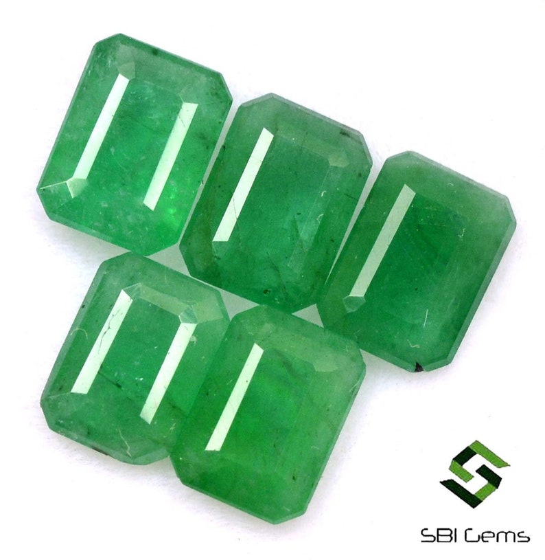 7x5 mm Certified Natural Emerald Octagon Cut Lot 05 Pcs 4.29 Cts Untreated Loose Gemstones