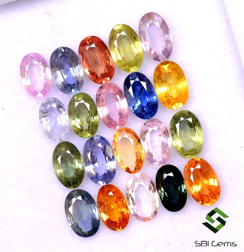 5 x 3 mm naturliga multi-safir ovala slipade 22 st lösa ädelstenar på 6,51 CTS bild 9