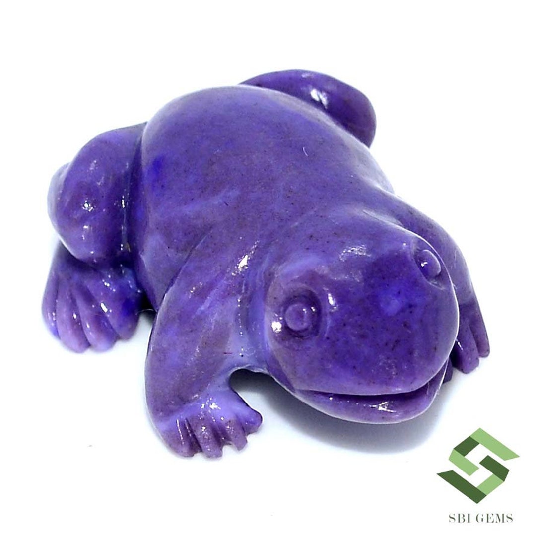28 x 20 mm 天然紫翡翠 ハンドメイド 彫刻 カエル型 40.92 カラット