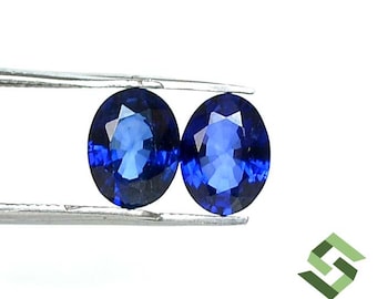 Zafiro azul natural de corte ovalado de 8 x 6 mm, 3 pares de piedras preciosas sueltas facetadas calibradas de calidad