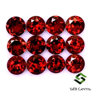 5 mm, 6 mm Natural Red Garnet Round Cut Lot 10 Pcs Calibrated Loose Gemstones