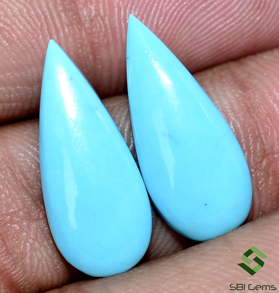 20x9 mm Certified Natural Turquoise Sleeping Beauty Pear Cabochon Pair 9.01 Cts Loose Gemstones