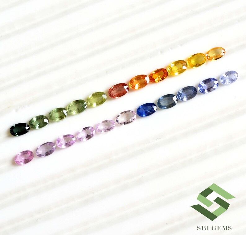 5 x 3 mm naturliga multi-safir ovala slipade 22 st lösa ädelstenar på 6,51 CTS bild 1