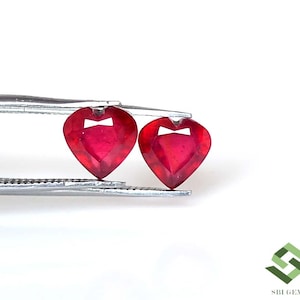 7x7 mm Natural Ruby Heart Shape Cut 5 Quality Pairs Calibrated Loose Gemstones GF