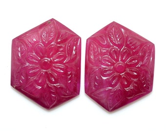 天然ルビー ハンドメイド 彫刻 ペア 2 デザイン & サイズ ルース 宝石