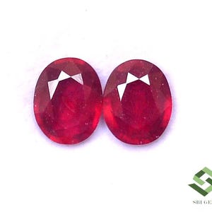 10x8 till 11 x 9 mm naturliga rubiner ovalslipade par lösa ädelstenar