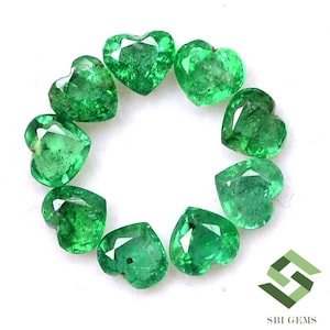 3.50x3.50 mm Natürliche Smaragd Herzform Cut 3 Qualität Lot 09 Stück kalibrierte Lose Edelsteine