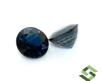 7 mm 天然ブルーサファイア ラウンドカット ペア 3.26 CTS ルース認定