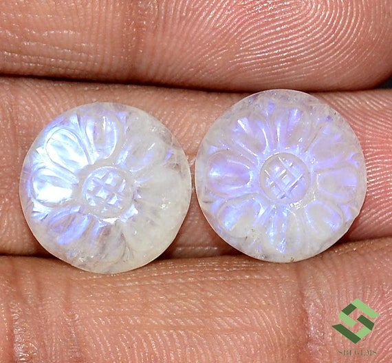 14 x 14 mm & 15 x 15 mm 天然レインボームーンストーン ハンドメイド 