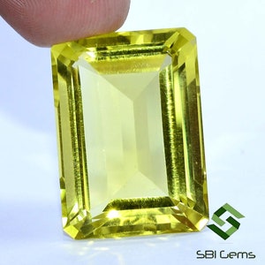25x18 mm Natural Lemon Quartz Octagon Cut 38.26 Cts Top Green Gold Shade Faceted Loose Gemstone