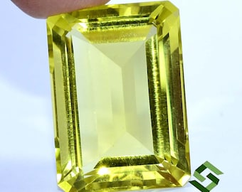 25 x 18 mm 天然レモンクォーツ オクタゴンカット 38.26 カラット