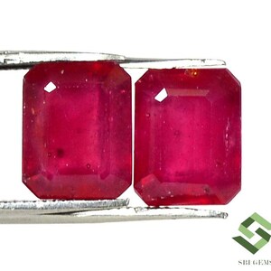 9x7 mm natuurlijk robijn Octagon geslepen paar 6,79 CTS gekalibreerde Mozambique losse edelstenen GF