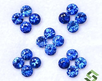 4mm Natural Blue Sapphire Gemstones: Round Faceted, 5.10 Cts, 20 Pcs
