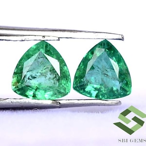 5.50x5.50 mm Certified Natural Emerald Trillion Cut 3 Quality Pairs Untreated Loose Gemstones