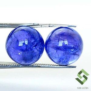 11 mm Natural Tanzanite Round Cabochon Pair 16.89 CTS Loose Certified Gemstones