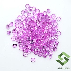 1,25 mm, 1,50 mm Zaffiro rosa naturale taglio diamante rotondo lotto 50 pezzi pietre preziose sciolte calibrate