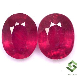 10 x 8 mm naturlig rubin oval slipad 5 kvalitetspar kalibrerade lösa ädelstenar GF