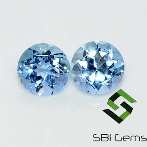 5 mm, 4 mm Natural Aquamarine Round Cut Pair Lustrous Calibrated Loose Gemstones