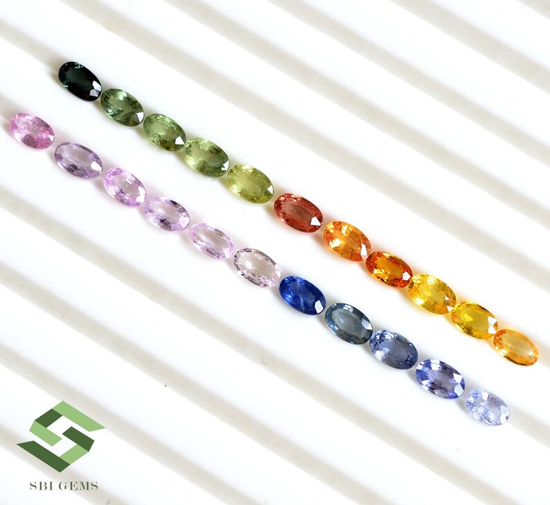 5 x 3 mm naturliga multi-safir ovala slipade 22 st lösa ädelstenar på 6,51 CTS bild 3