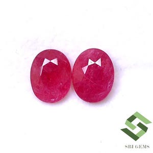 9 x 7 mm certifierad naturlig rubin oval slipad par 4,58 CTS Mozambique lösa ädelstenar