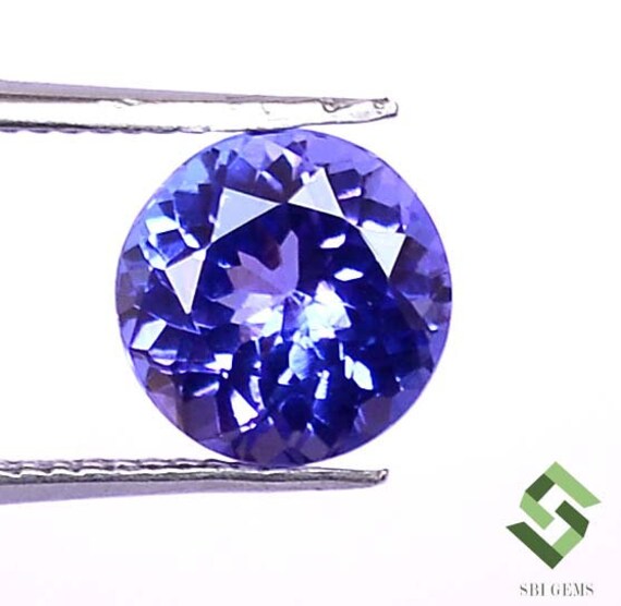 7 Mm Certified Natural Tanzanite Round Cut 1.61 CTS Lustrous Faceted Loose Gemstone Etsy
