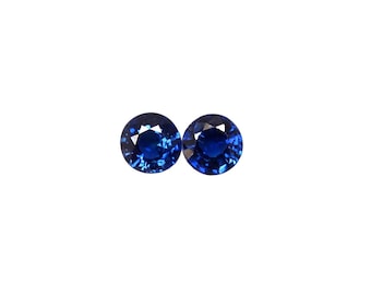 5 mm Natural Blue Sapphire Pair: Certified Round Cut Loose Gemstones